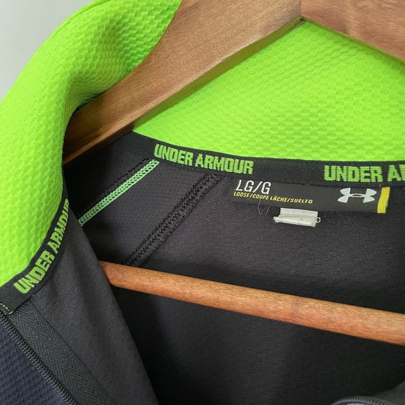 Black Under Armour Quarter Zip with Neon Green Details | Size Large - Picture 3 of 5